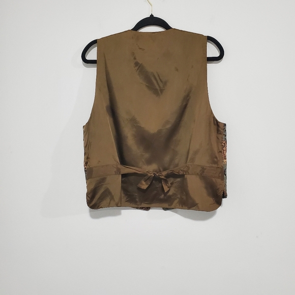 Tapestry Maximalist Vintage Animal Safari Print Vest Waistcoat Size Large Green - Picture 7 of 12